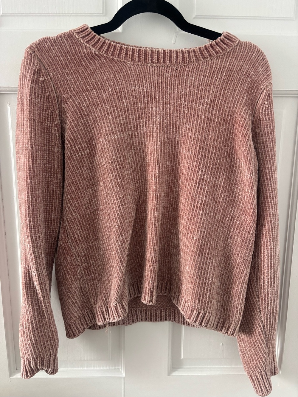 Cyrus Ribbed Chenille Crew Neck Sweater - Dusty Rose